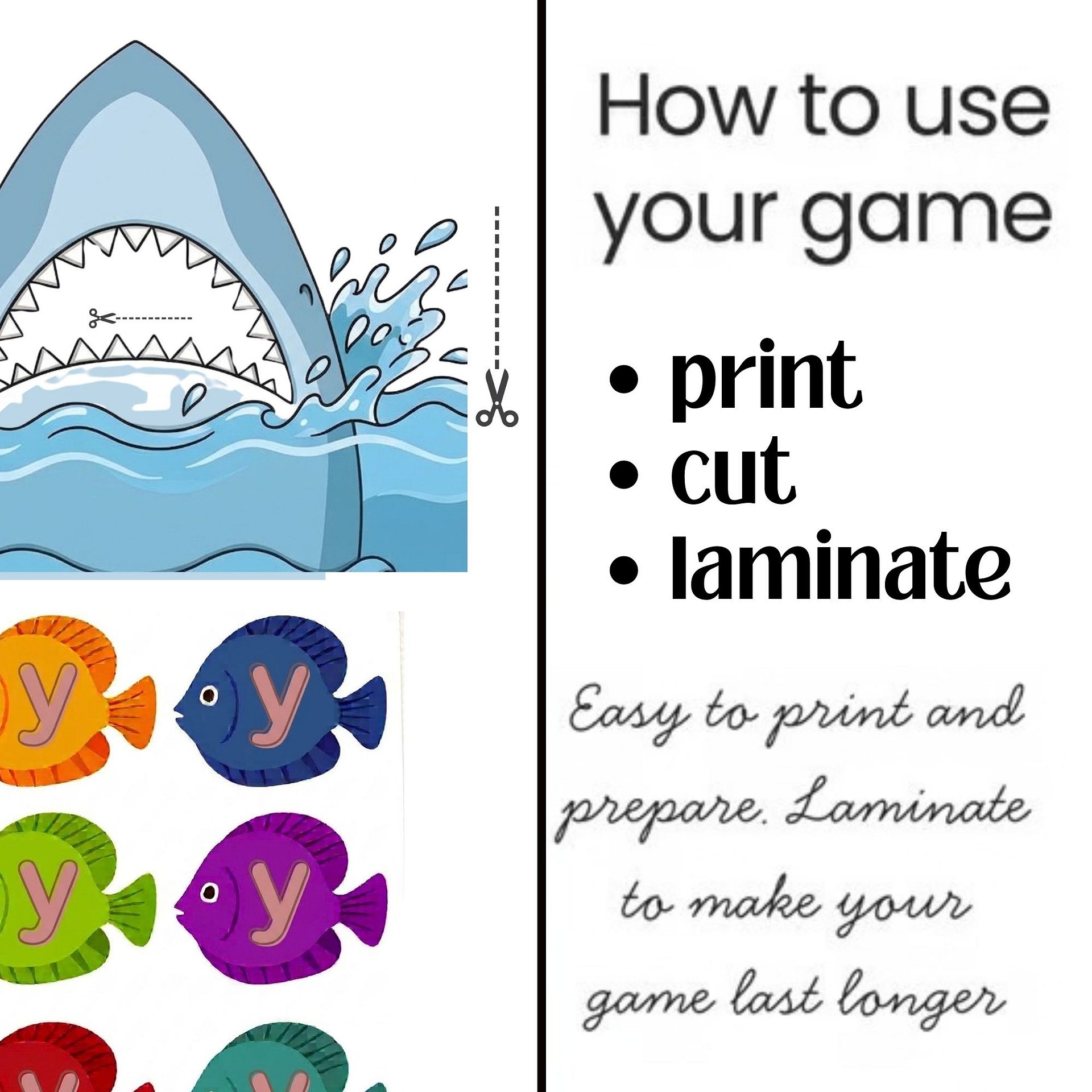 Phonics Game Printable Feed the Shark Alphabet Activity Letter Recognition A-Z product image (3)