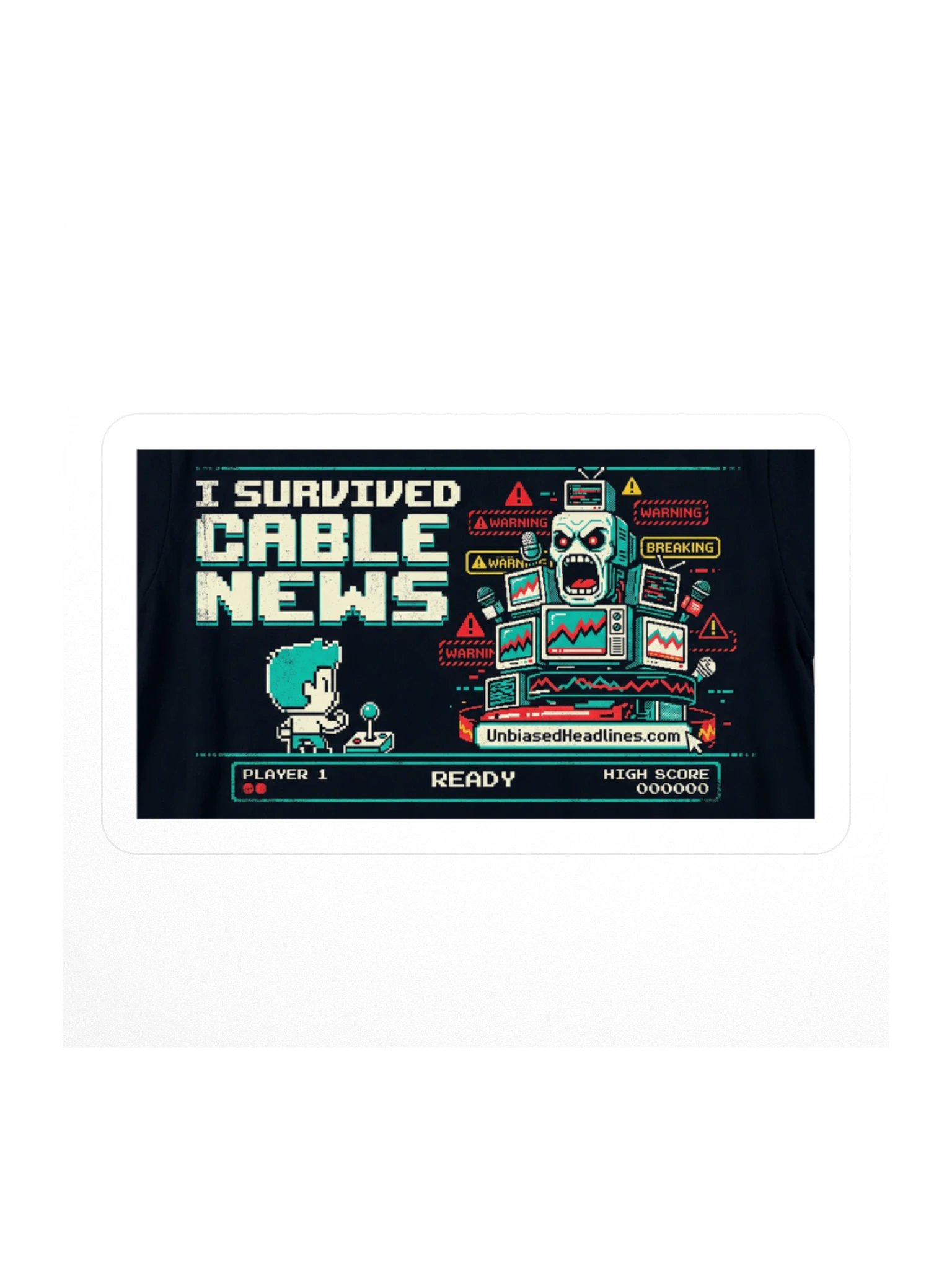 I Survived Cable News (Arcade) Sticker product image (1)