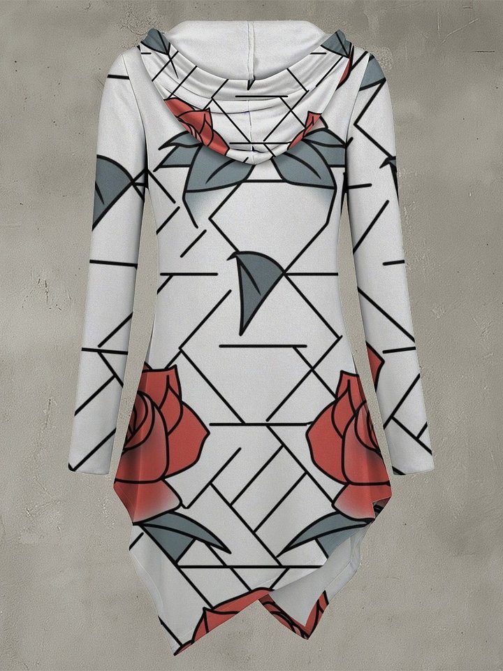 Rose Lattice Asymmetric Hoodie Dress product image (2)