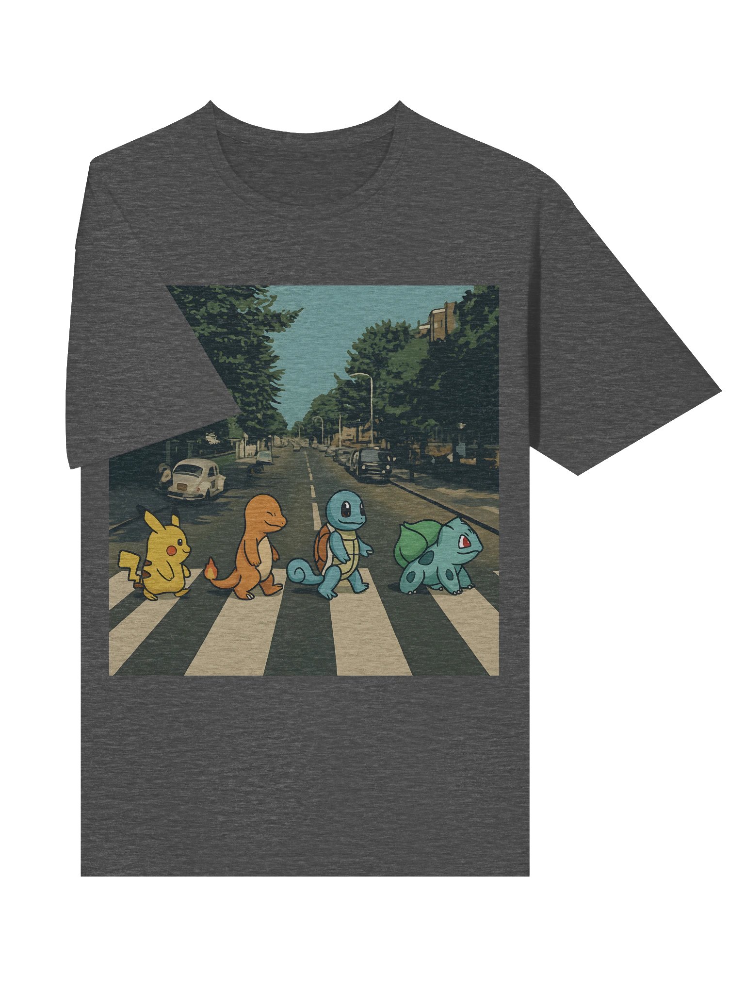 🚦 Abbey Road Pokémon Parody T-Shirt – Pikachu, Charmander, Squirtle & Bulbasaur Cross the Street product image (5)