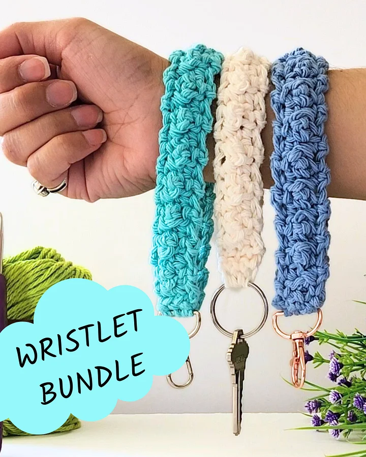 20 Minute, Yarn Scrap Cobblestone Wristlet - Beginner Crochet Pattern Bundle with Videos product image (1)