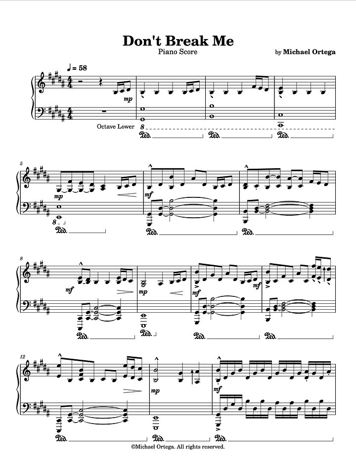 Don't Break Me (Piano Score) product image (1)