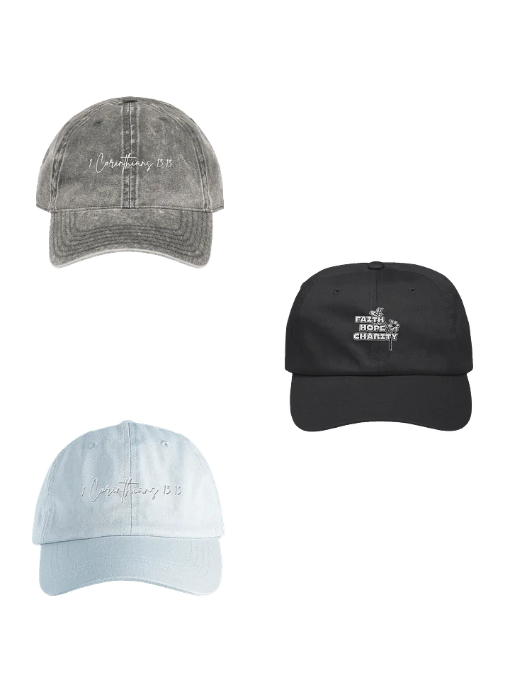 Faith Hope Charity Embroidered Cap Set product image (1)