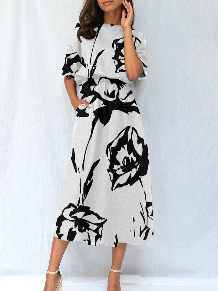 Monochrome Bloom Grace Midi Dress product image (2)