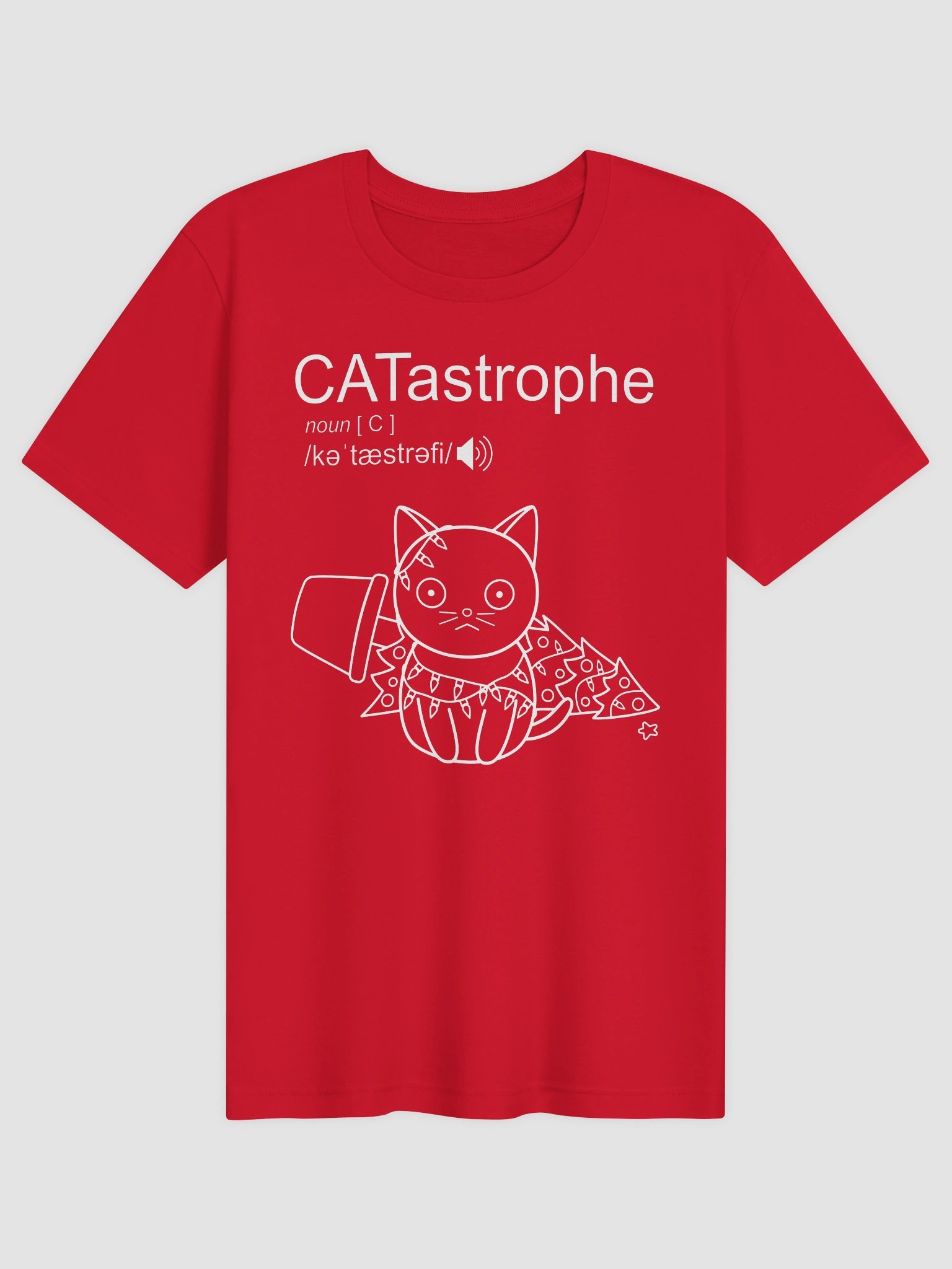 CATastrophe (Cat with Christmas Tree) - Unisex Adult Super Soft Lightweight T-shirt product image (1)