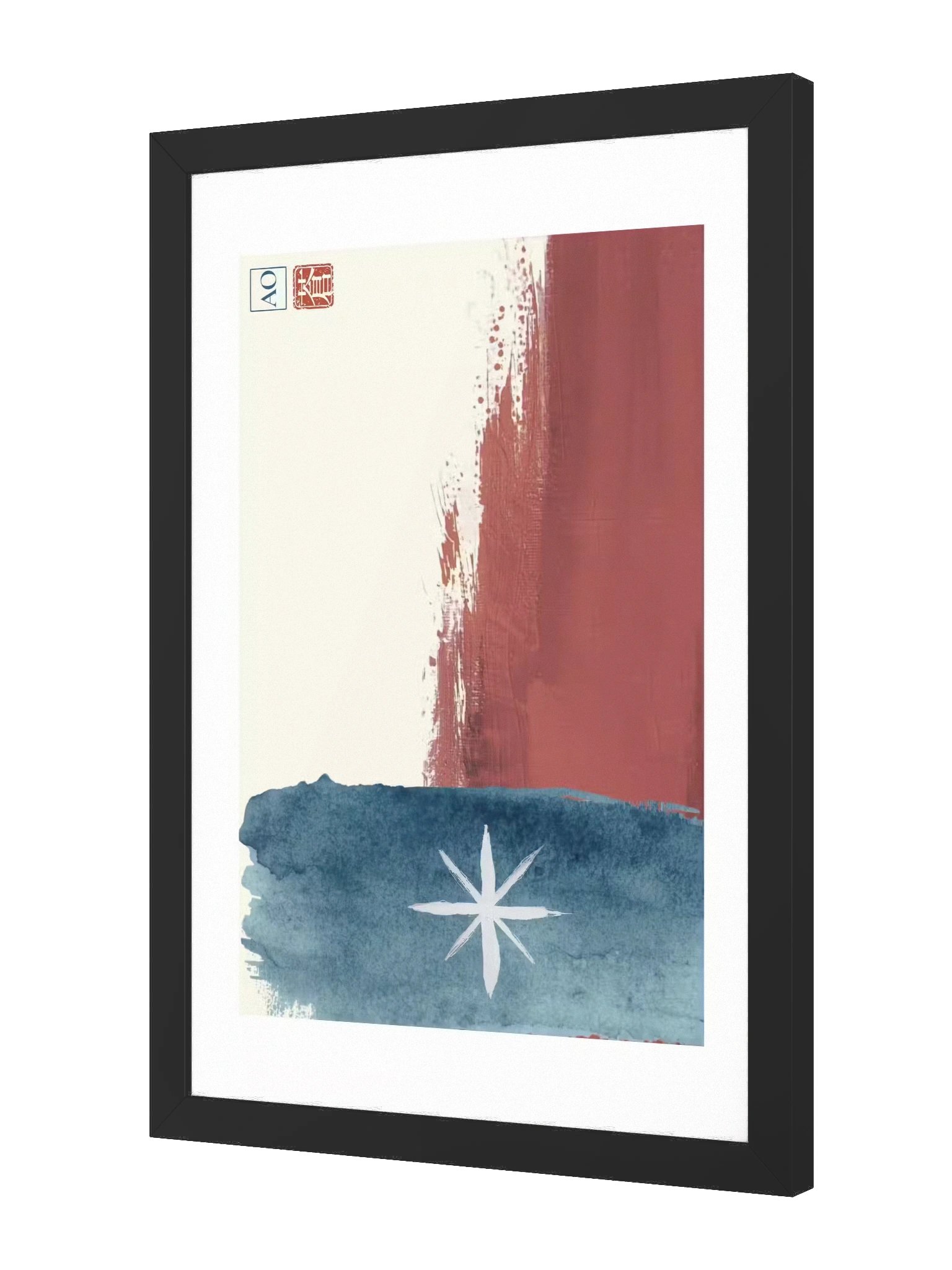 Texas Japanese Ink Art Print | Lone Star Spirit No.10 | Framed Wall Art - AO Japan Blue product image (2)