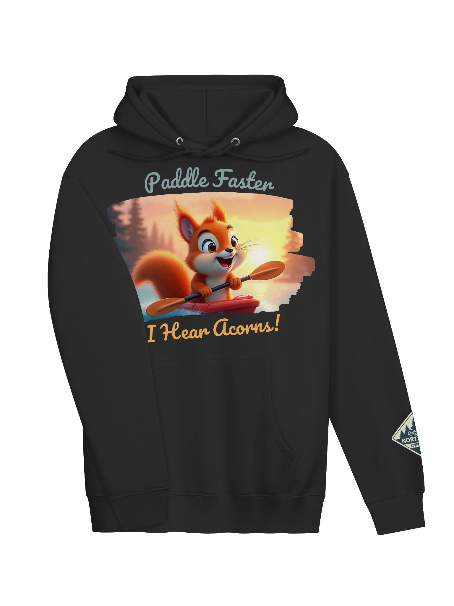 Paddle Faster, I Hear Acorns – Funny Kayaking Red Squirrel Unisex Hoodie product image (3)