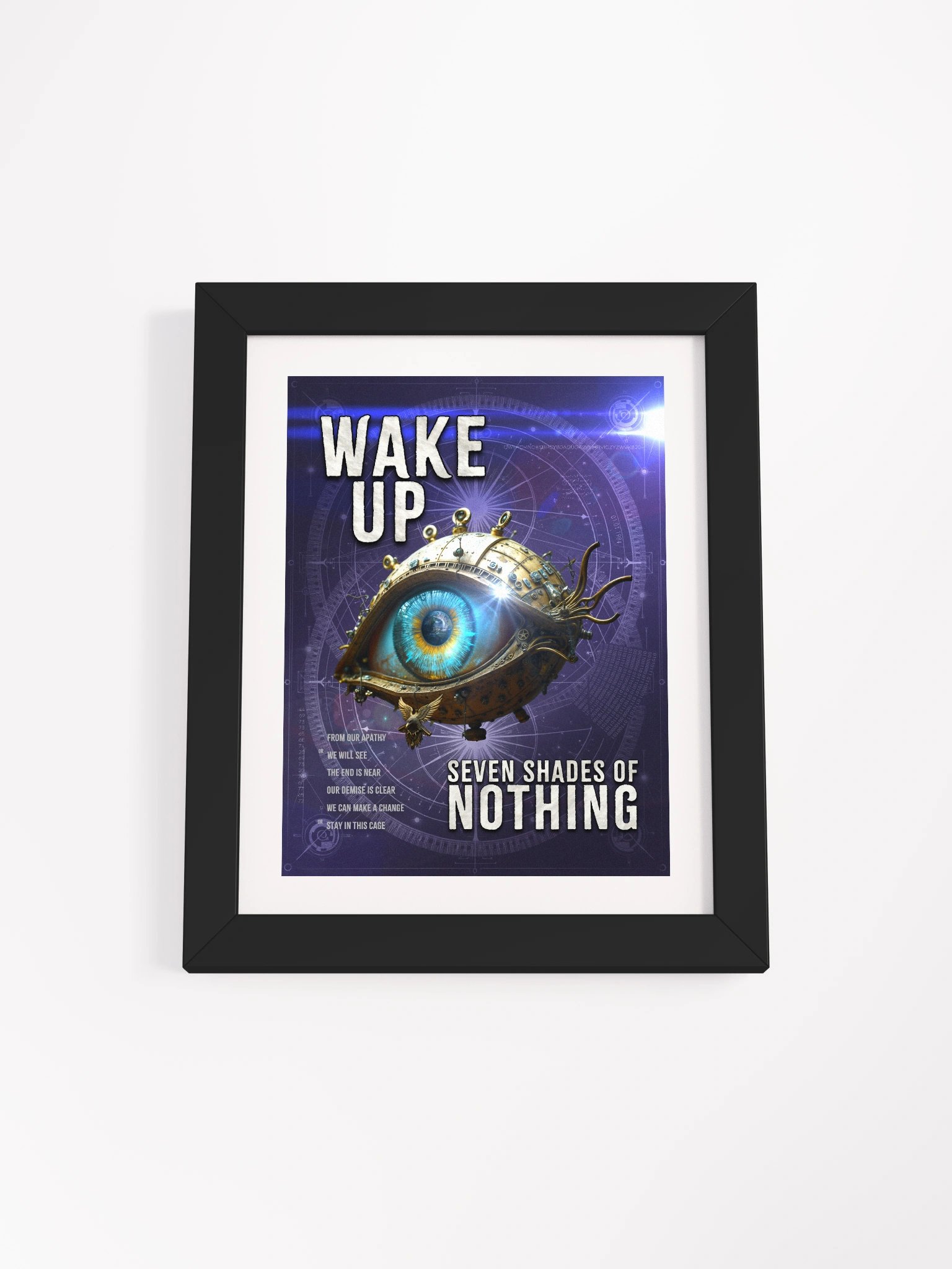 “Wake Up” framed lyric poster – vertical matte print from Seven Shades of Nothing – Framed High-Quality Matte Poster product image (1)