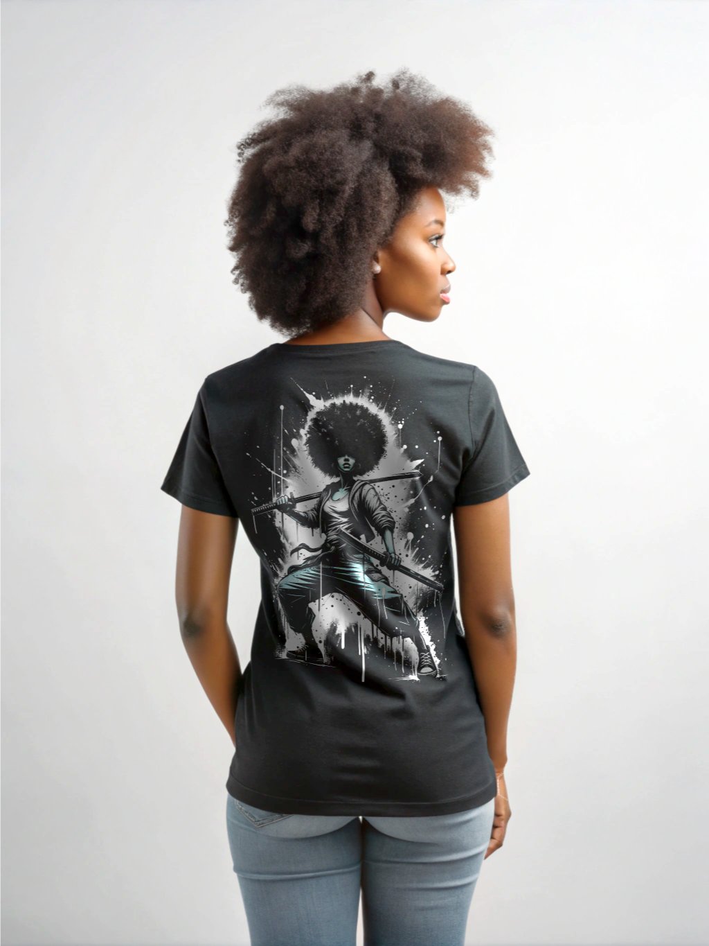 Afro Blade Princess (Back Print) T-shirt product image (2)