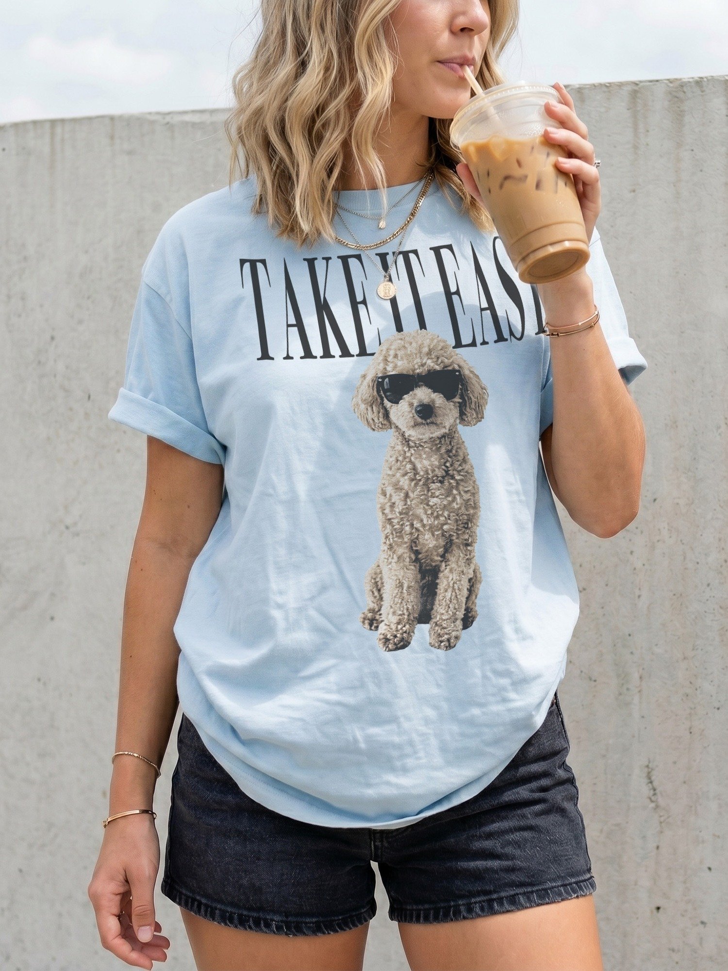 Take It Easy '90s Pop Vintage-Style T-Shirt for Miniature Poodle(Cream) Owners product image (2)