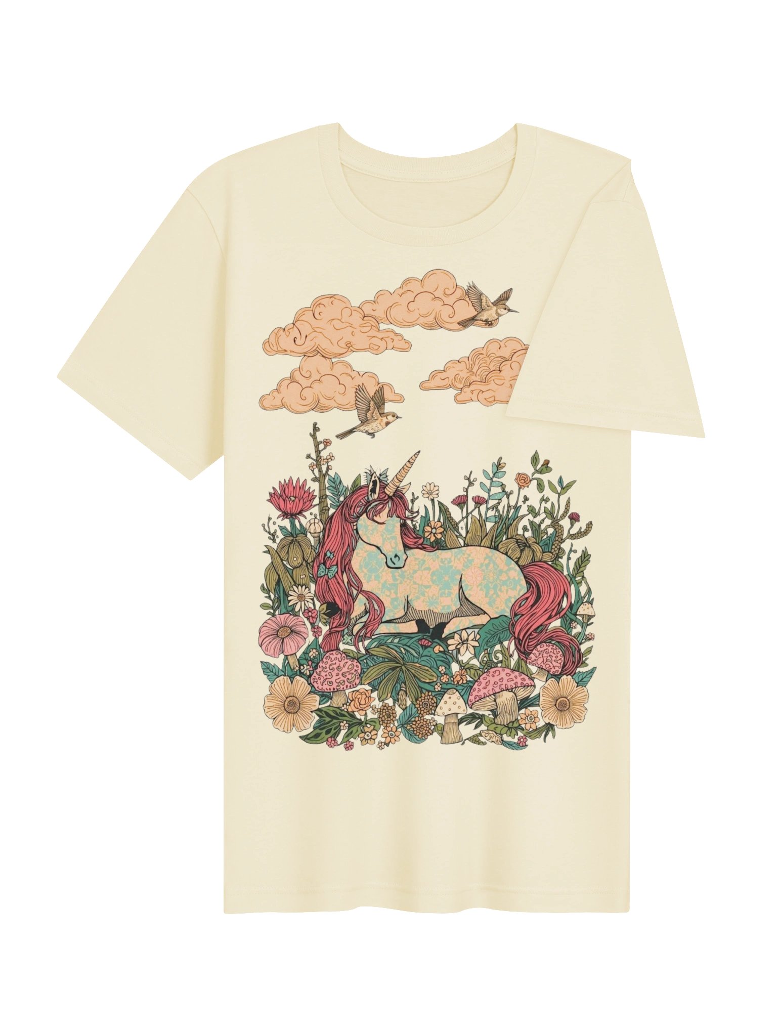 Retro Unicorn & Mystical Garden Tee, Nostalgic Fantasy Shirt product image (5)