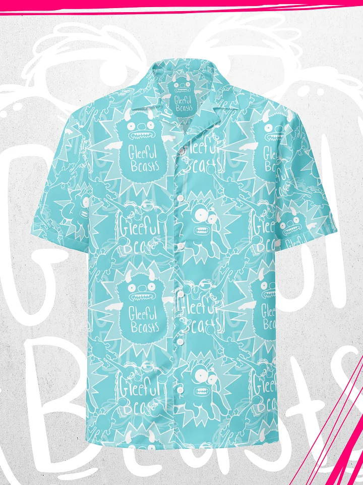 Gleeful Beasts Hawaiian Shirt - Blue & White product image (1)
