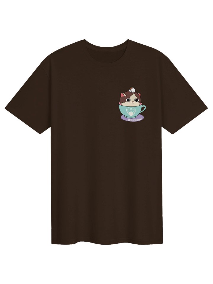 Sweet Trouble (Coffee Cat - Left Chest and Back Prints) - Unisex Adult Super Soft Lightweight T-shirt product image (2)