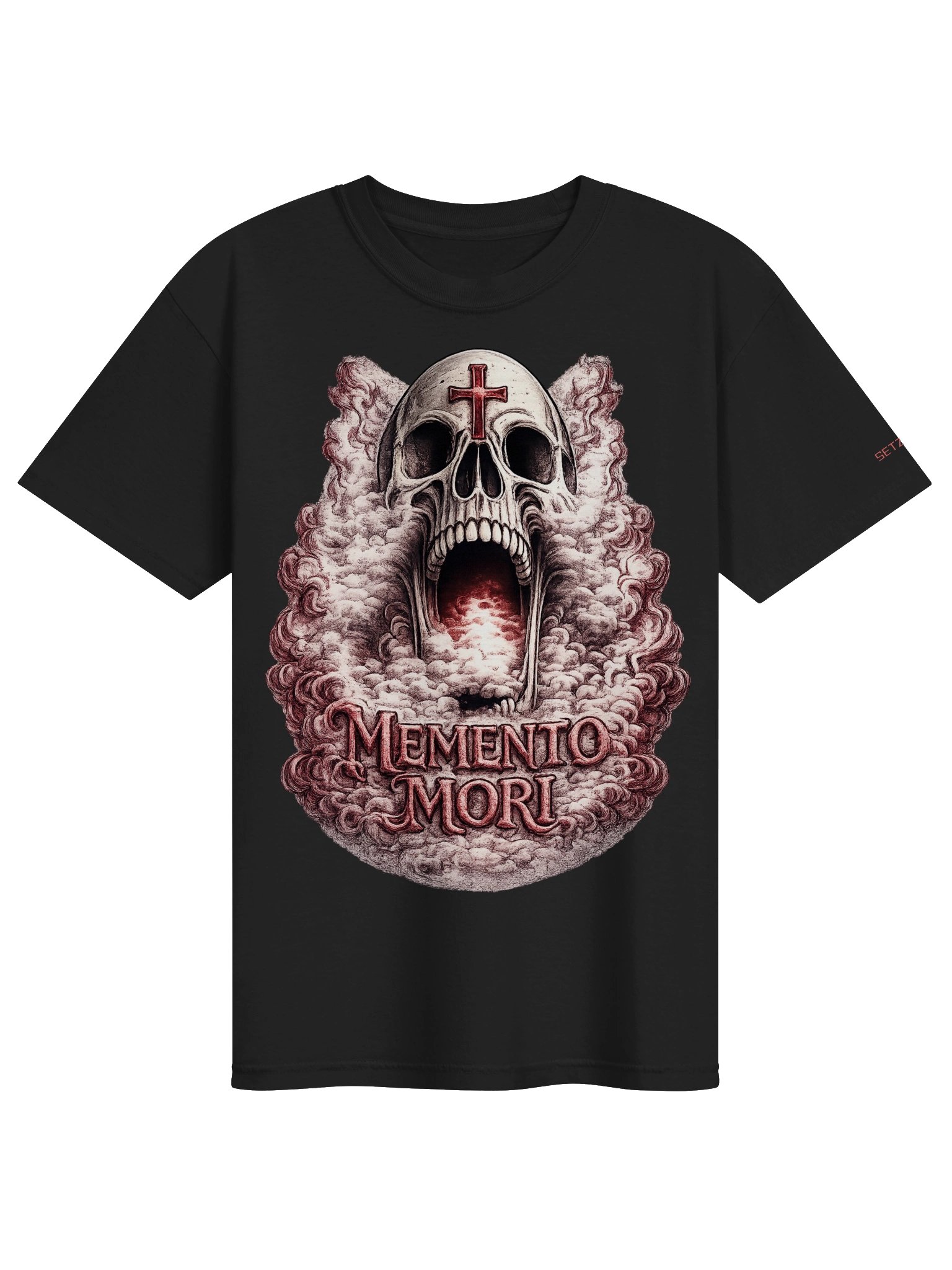 Memento Mori Skull Tee (Burgundy) product image (1)