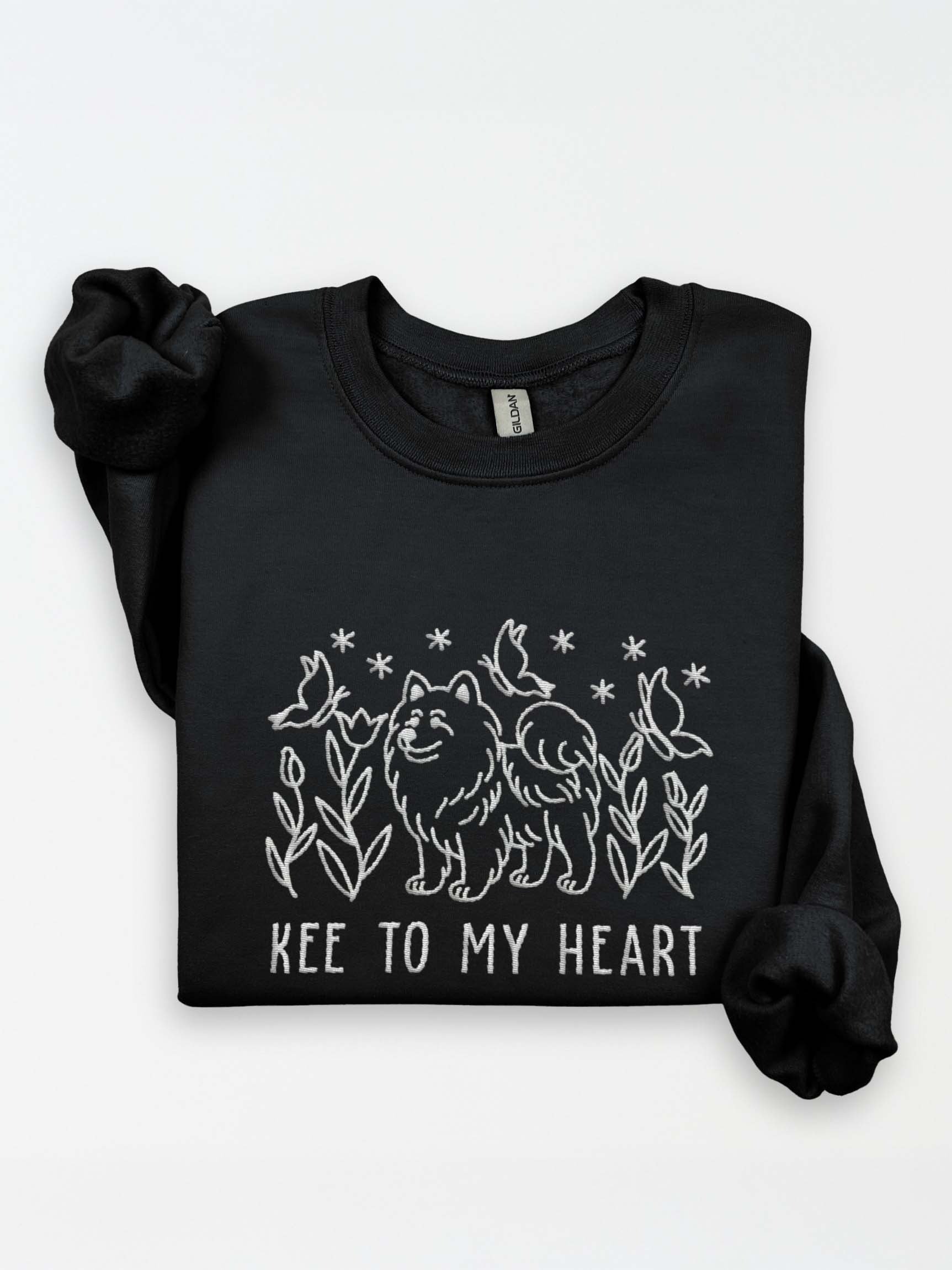 Kee to My Heart Line Art Sweatshirt (Embroidered) of a Keeshond product image (1)