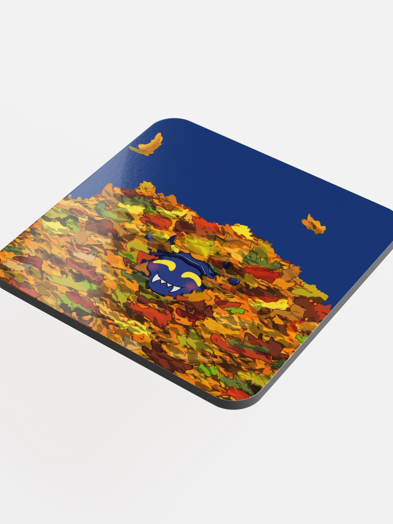 Lil Cherny in the Leaves Glossed Cork Coaster product image (4)