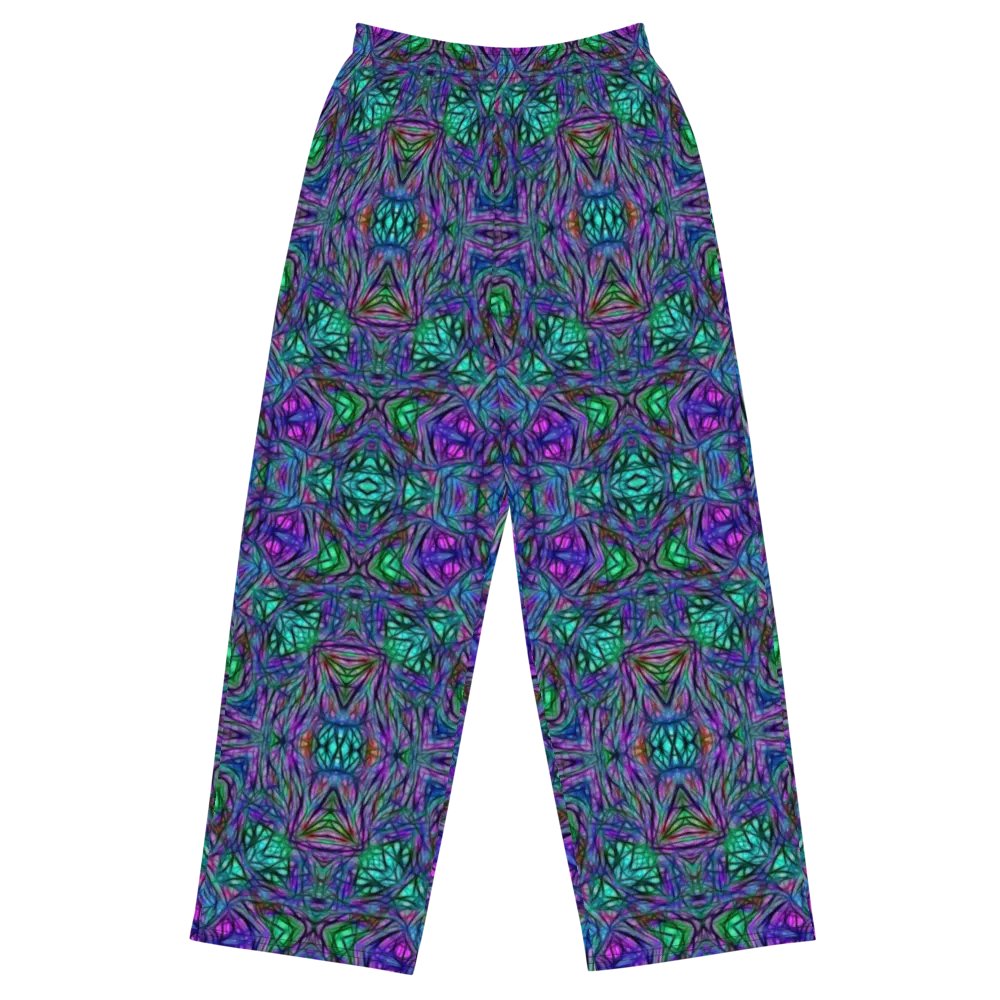 Blue Green Purple Kaleidoscope Wideleg Pants product image (2)