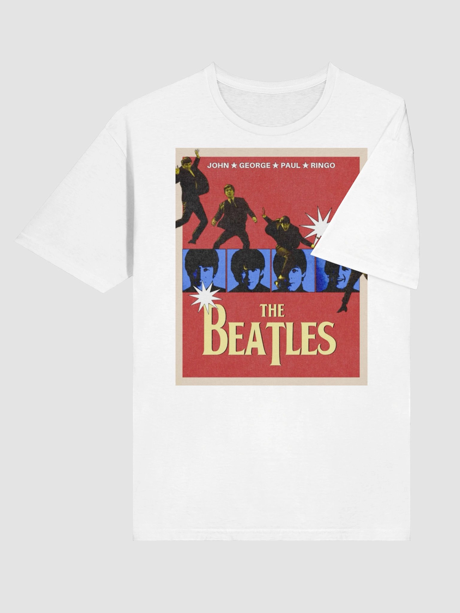 The Beatles Pop Art T-Shirt | Vintage Red & Blue Rock Band Poster Graphic Tee product image (6)