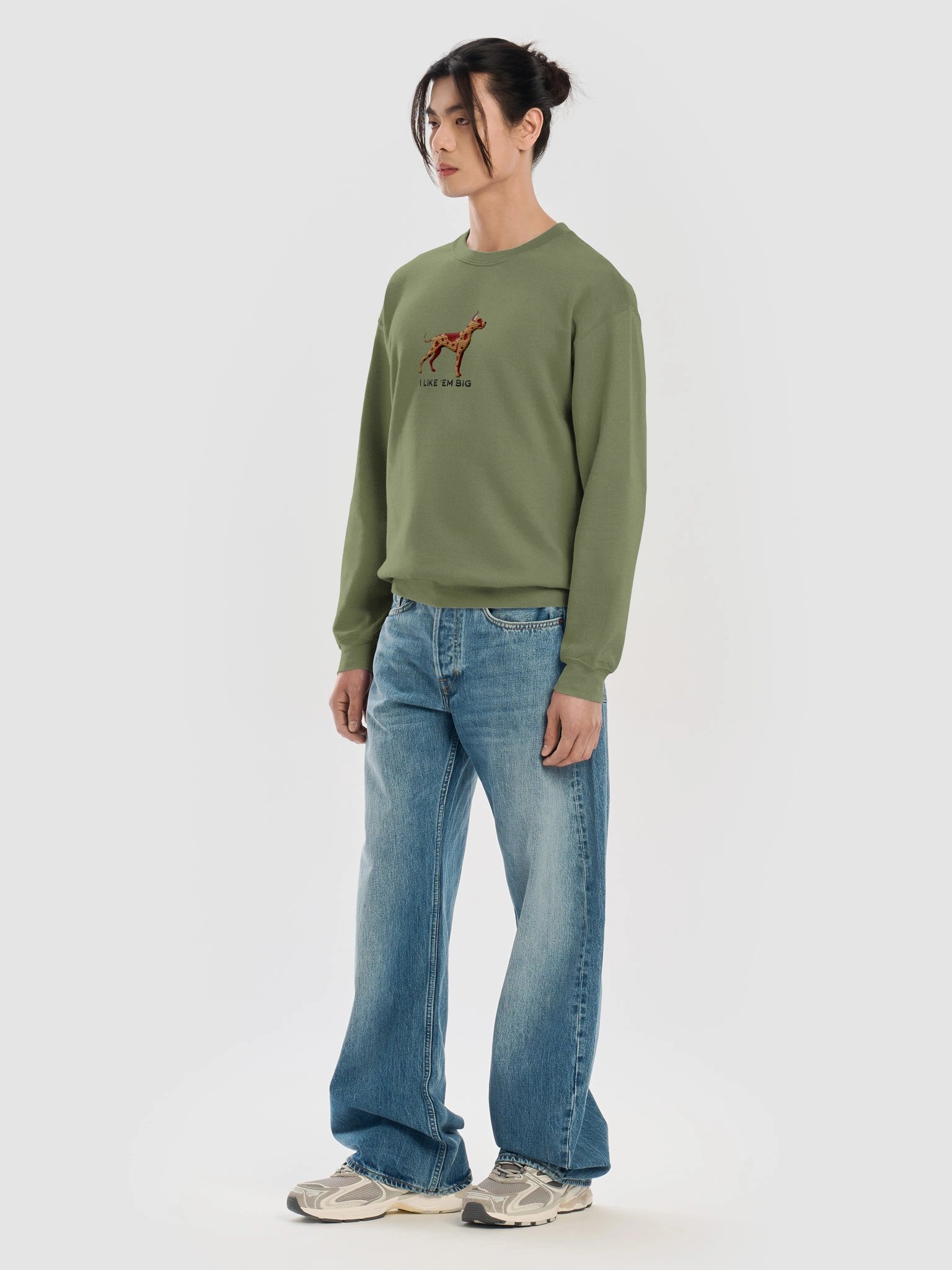 I Like 'Em Big Sweatshirt (Embroidered) of a Great Dane(Chocolate Merle, Cropped Ears) product image (15)