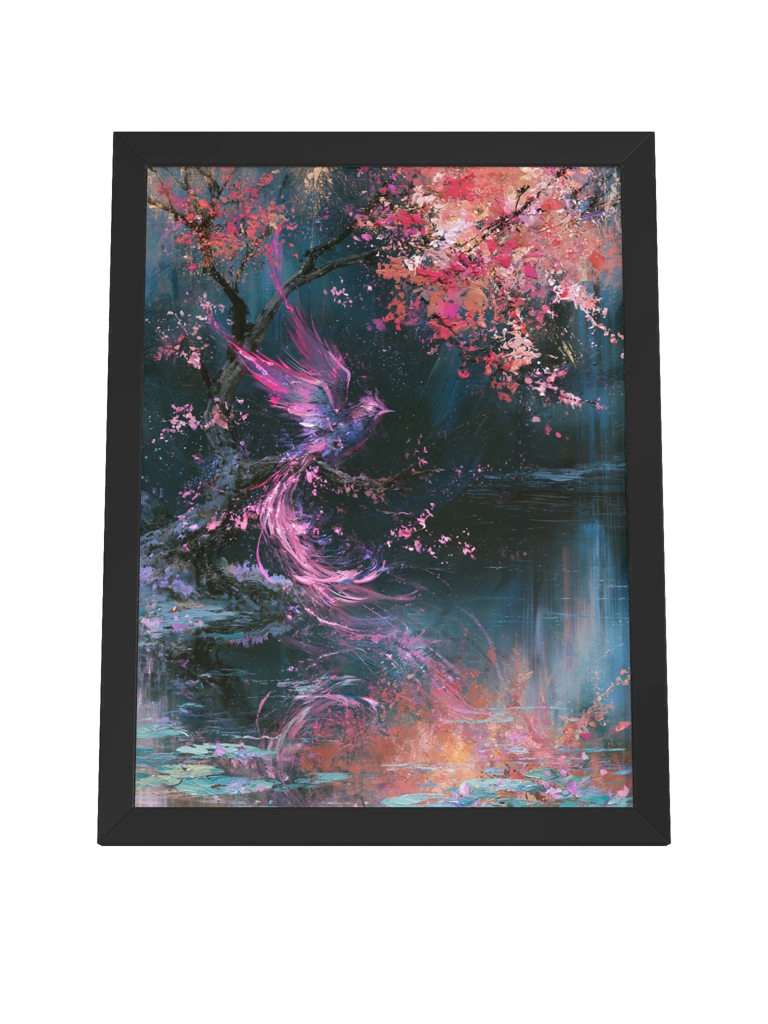 Fantasy Phoenix Framed Art Print — Phoenix in the Blossom Pond product image (8)