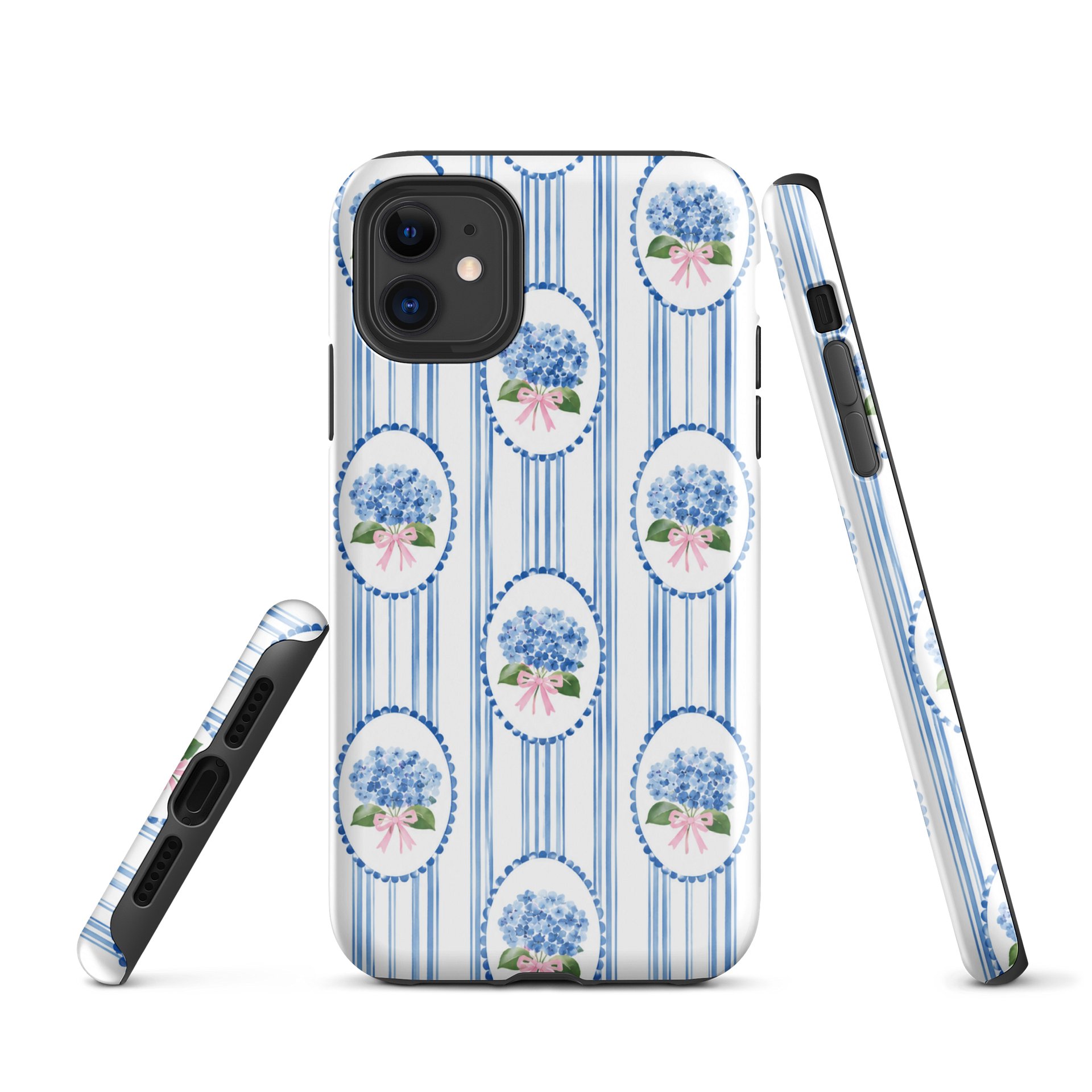 Blue Floral Stripe Tough iPhone Case product image (1)