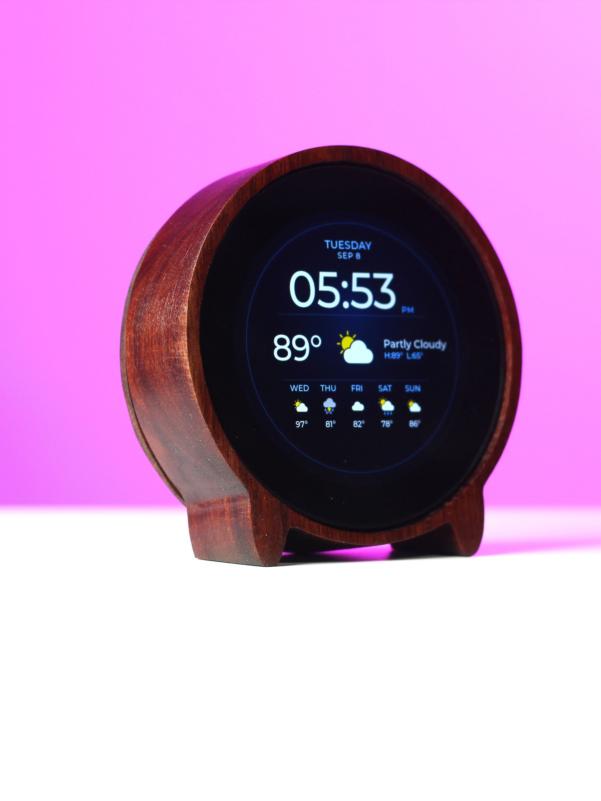 Round Weather Clock — Classic Wood product image (1)