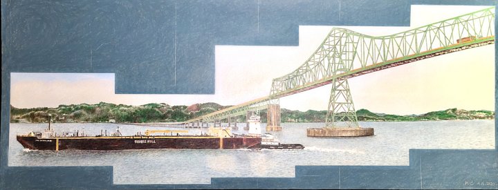 View from the Cannery Pier Hotel in Astoria, Oregon 04.16.20 on Canvas (24" x 48") product image (1)