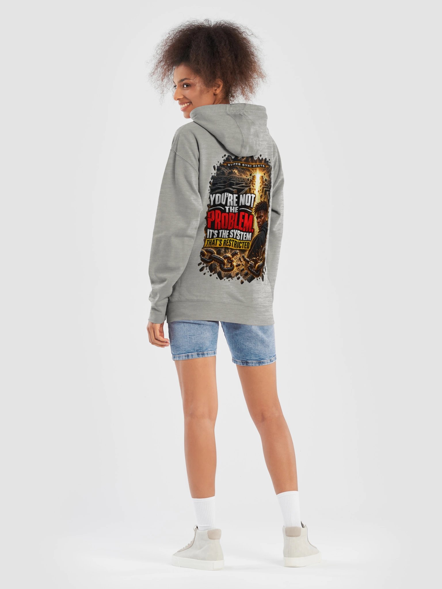 You’re Not the Problem, It’s the System That’s Restricted—Hyper Sync Beats Premium Graphic Hoodie PRICE product image (80)