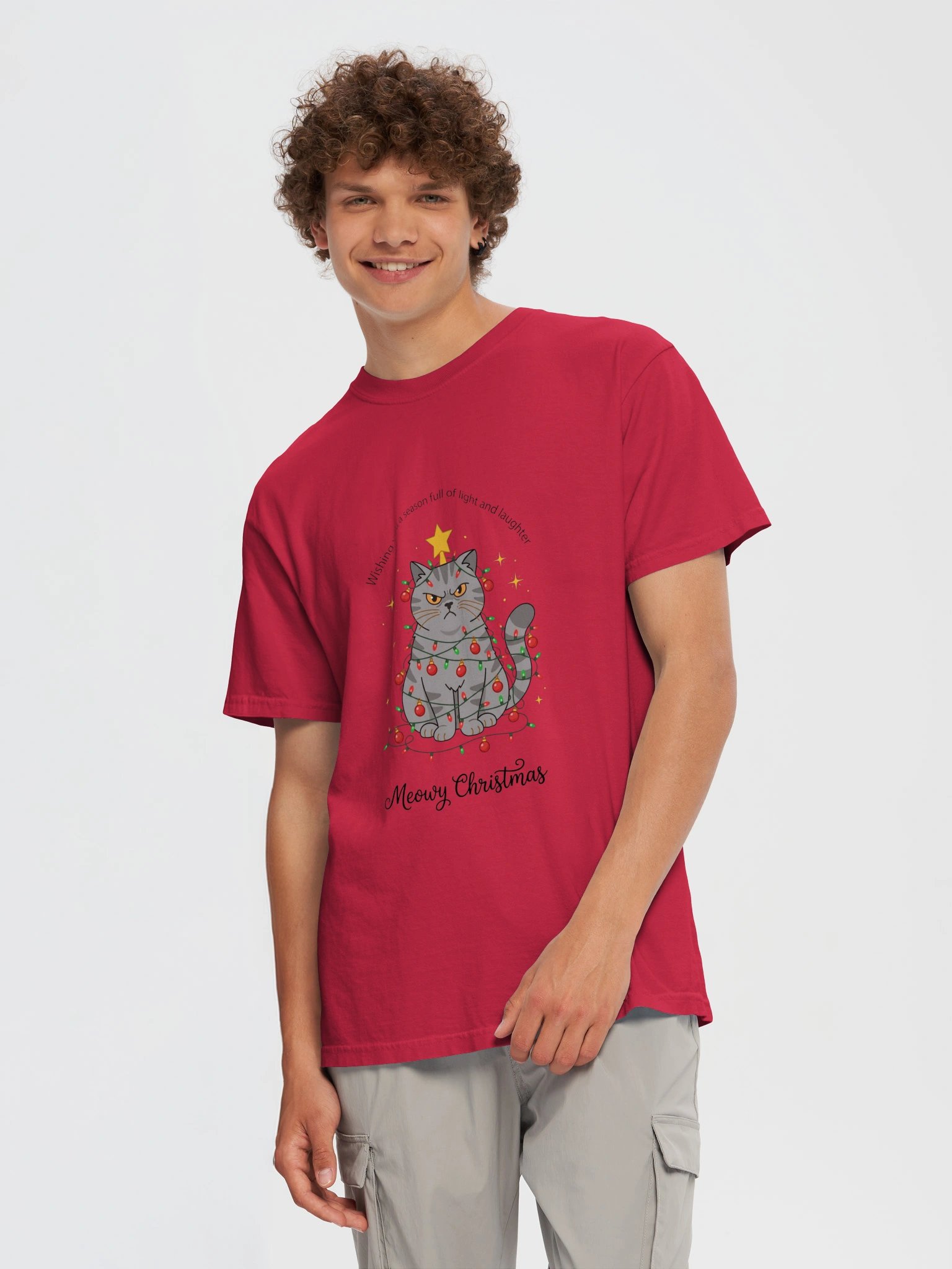 Cute Christmas Cat T-Shirt, Festive Cat Graphic Tee, Holiday Cat Shirt, Christmas Gift for Cat Lovers product image (118)