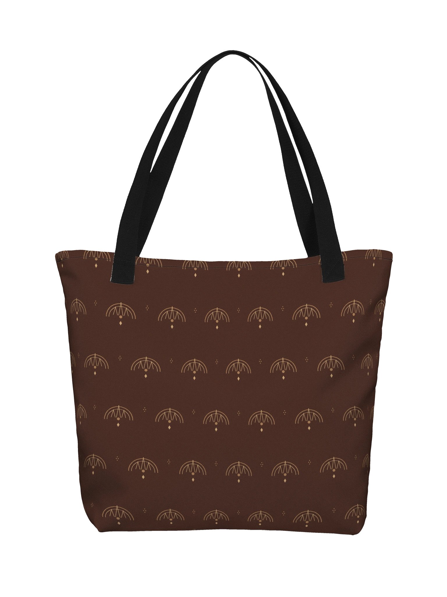 Espresso Signature Large Tote Bag – Chocolate Brown Art Deco Shoulder Bag with Pocket product image (2)