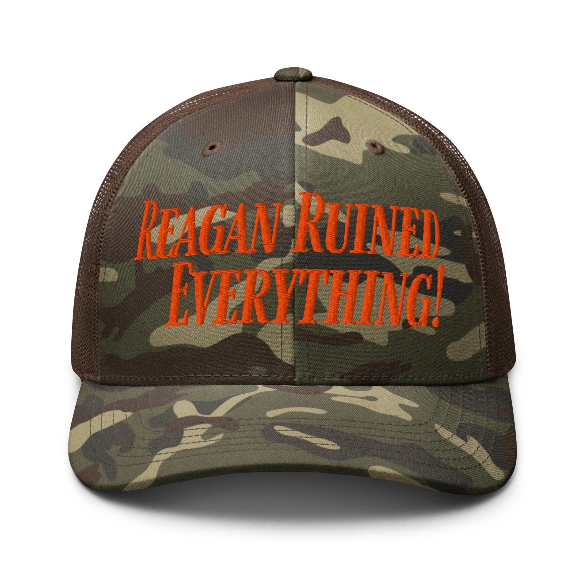 Reagan Ruined Everything! Camo Trucker Hat product image (1)