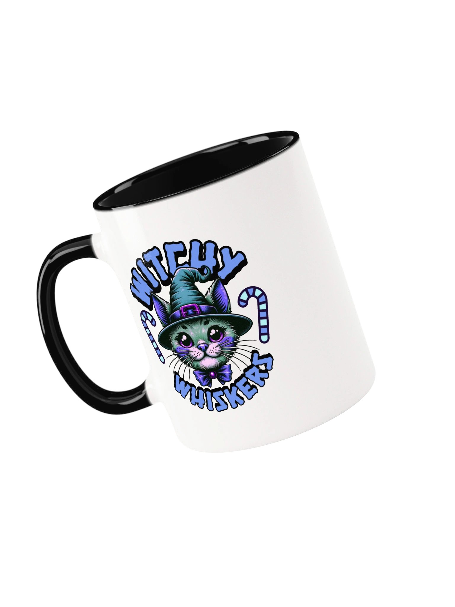 Witchy Whiskers Mug - Cute Witchy Cat Halloween Coffee Mug | Funny Witch Cat Mug with Candy Canes product image (27)