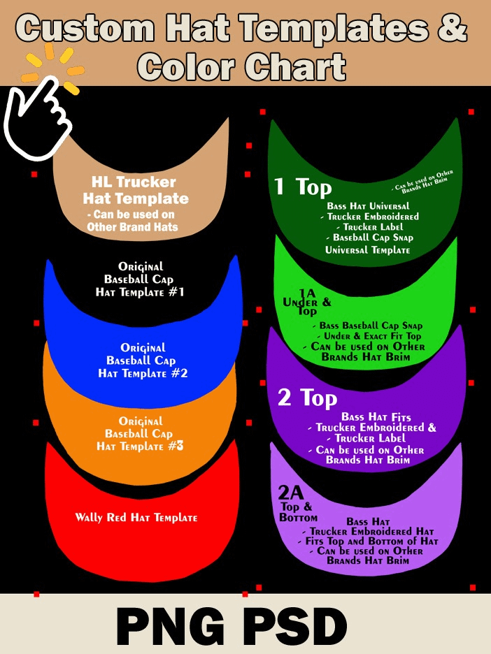 VIP Members Only 9 PNG Custom Hat Templates - Color Chart - With Bonus ...