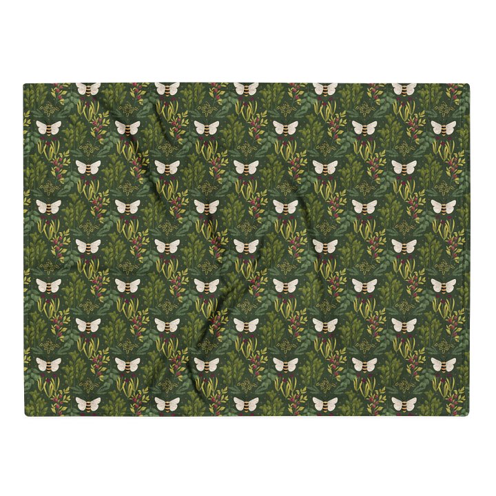Bees and Foliage Printed Throw Blanket product image (1)