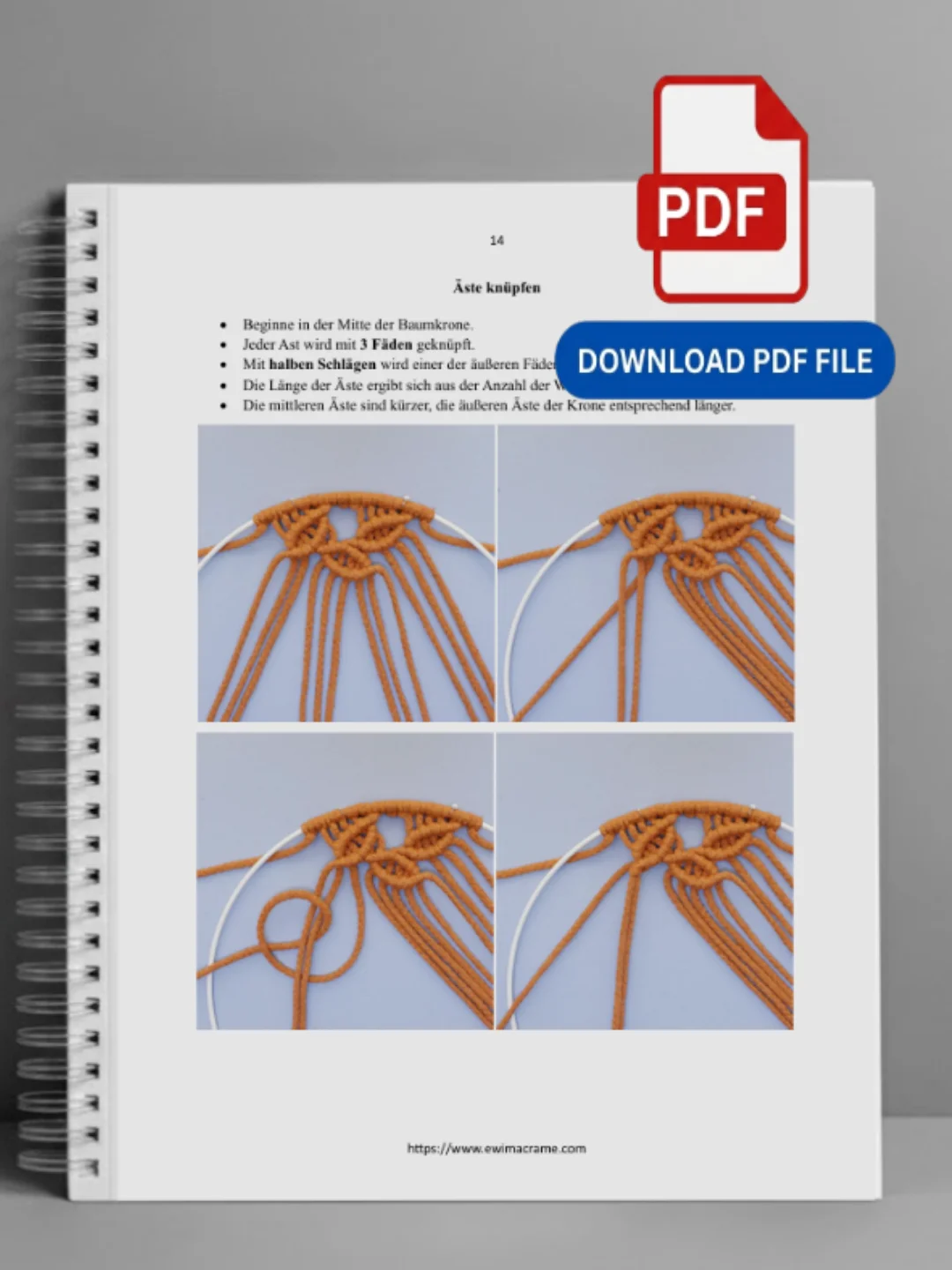 Makramee Baum des Lebens Wandbehang – Schritt-für-Schritt Anleitung | PDF product image (2)