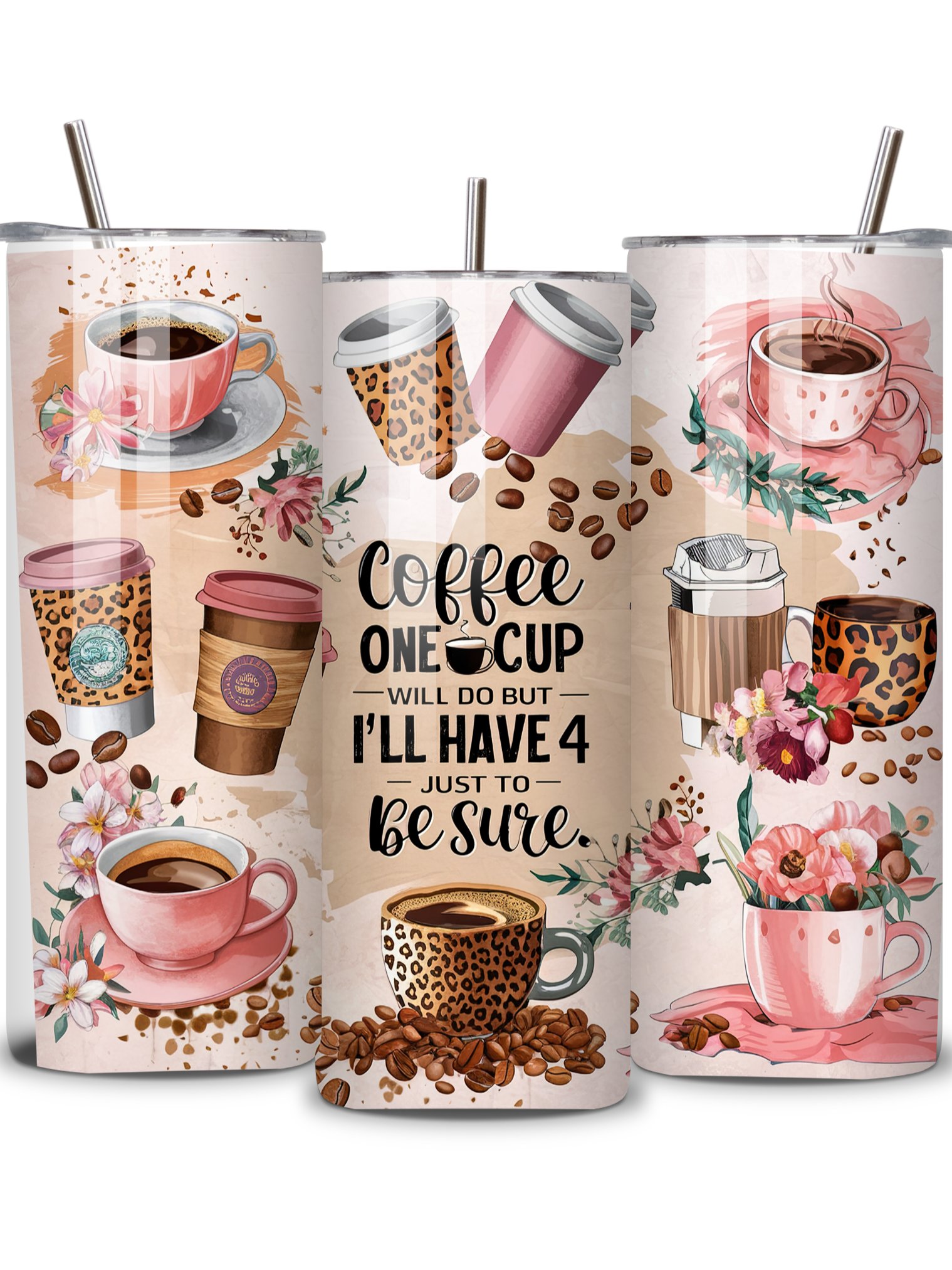Coffee Lover's 20oz Skinny Tumbler with Metal Straw – 'One Cup Will Do – Double-Walled Insulated Stainless Steel Tumbler for Hot & Cold Drinks, Fun Gift for Coffee Enthusiasts product image (2)