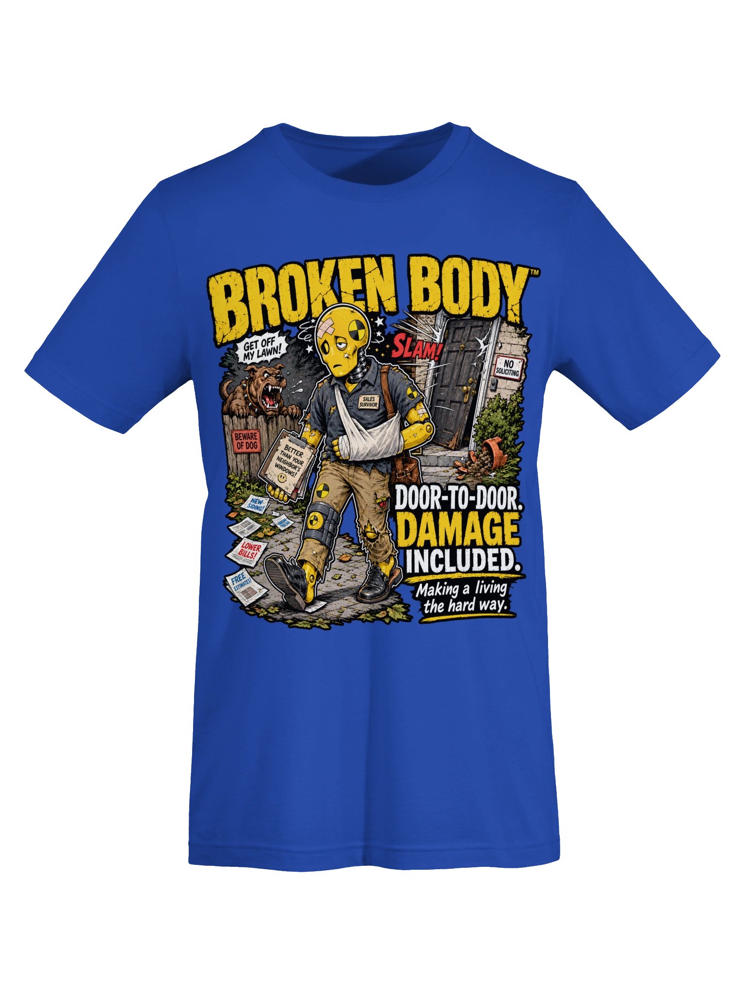 Funny Door-to-Door Salesman Shirt — Door-to-Door Damage Included | Flat Out Broken™ product image (6)