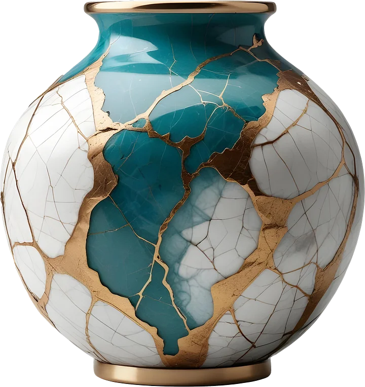 Kintsugi Serenity – Teal Harmony Vase PNG product image (1)