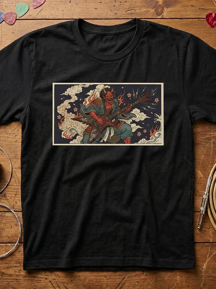 Oni Demon Guitarist T-Shirt — Japanese Ukiyo-e Rock Music Tee | Demon Shredder Guitar Shirt product image (1)
