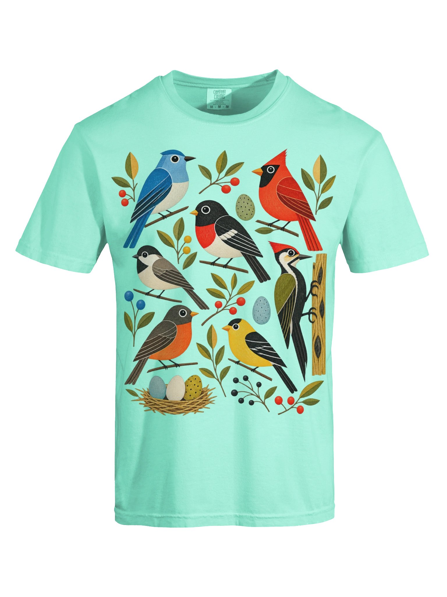 Vintage Folk Art Songbirds T-Shirt | Mid-Century Nature Tee product image (6)