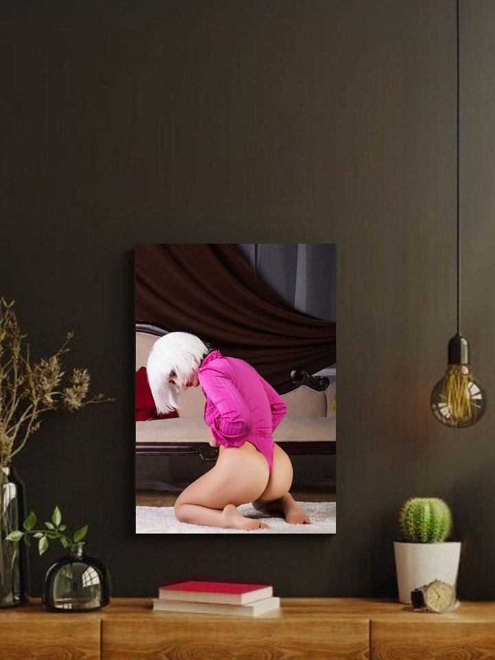 Pink Bodysuit Kneel Pose – Glossy 8x10 Metal Print product image (2)