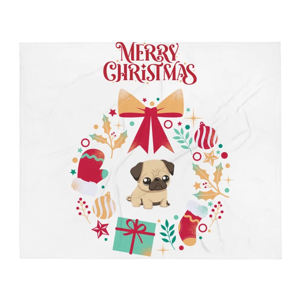 Merry Christmas Pug Throw Blanket product image (2)