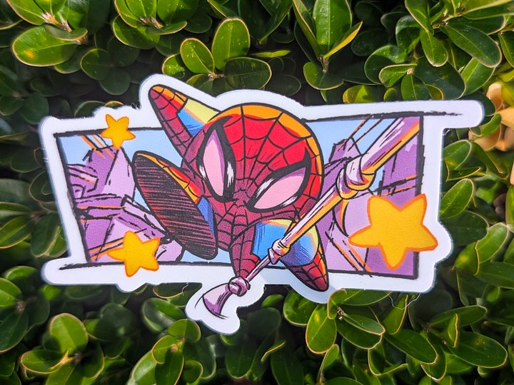 “Spidey-Puff” | Spider-Man x Kirby Waterproof Vinvyl Sticker product image (1)