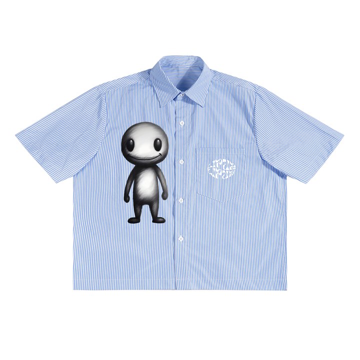 Oversized ‘LIPUR’ Vertical Stripe Boxy Shirt product image (1)