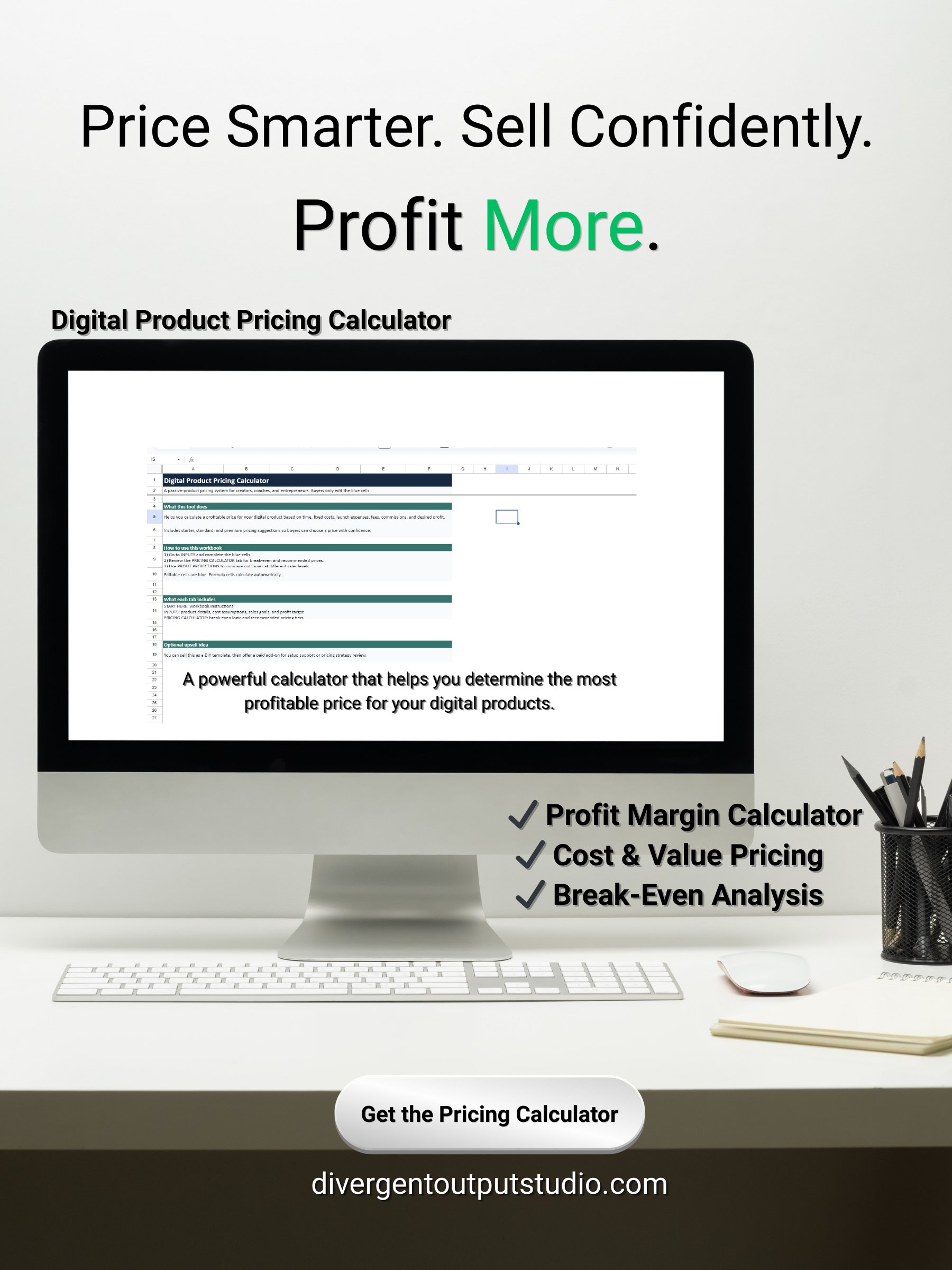 Digital Product Calculator — Digital Product Launch Toolkit By Divergent Output Studio product image (1)