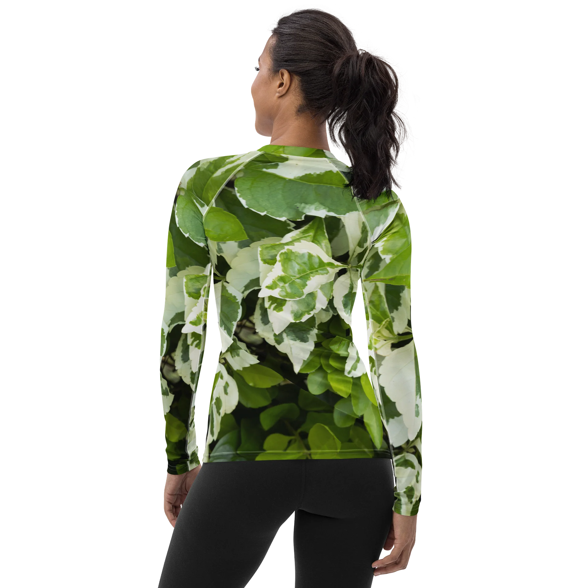 Moss & Parch All-Over Print Women's Rash Guard | Green & Cream Long Sleeve Water Tee product image (2)