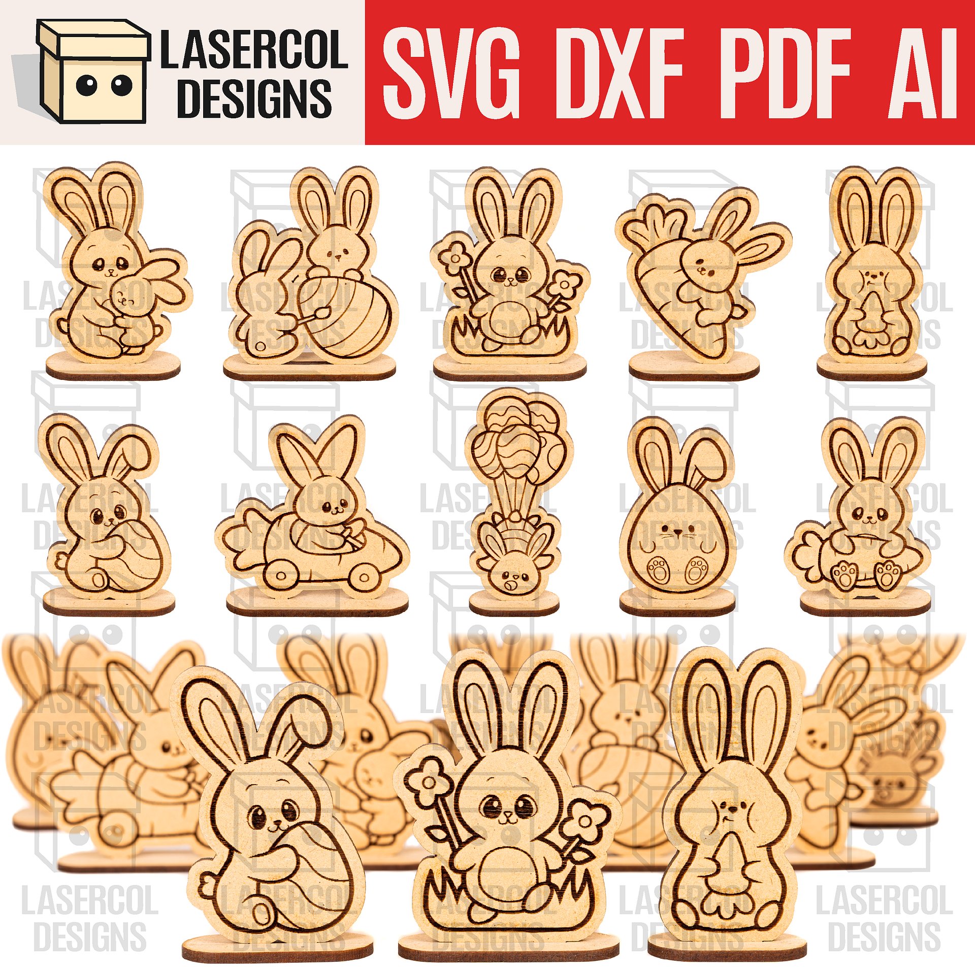 Easter Cutouts With Base Mega Bundle (+80) - Laser Cut Files product image (10)