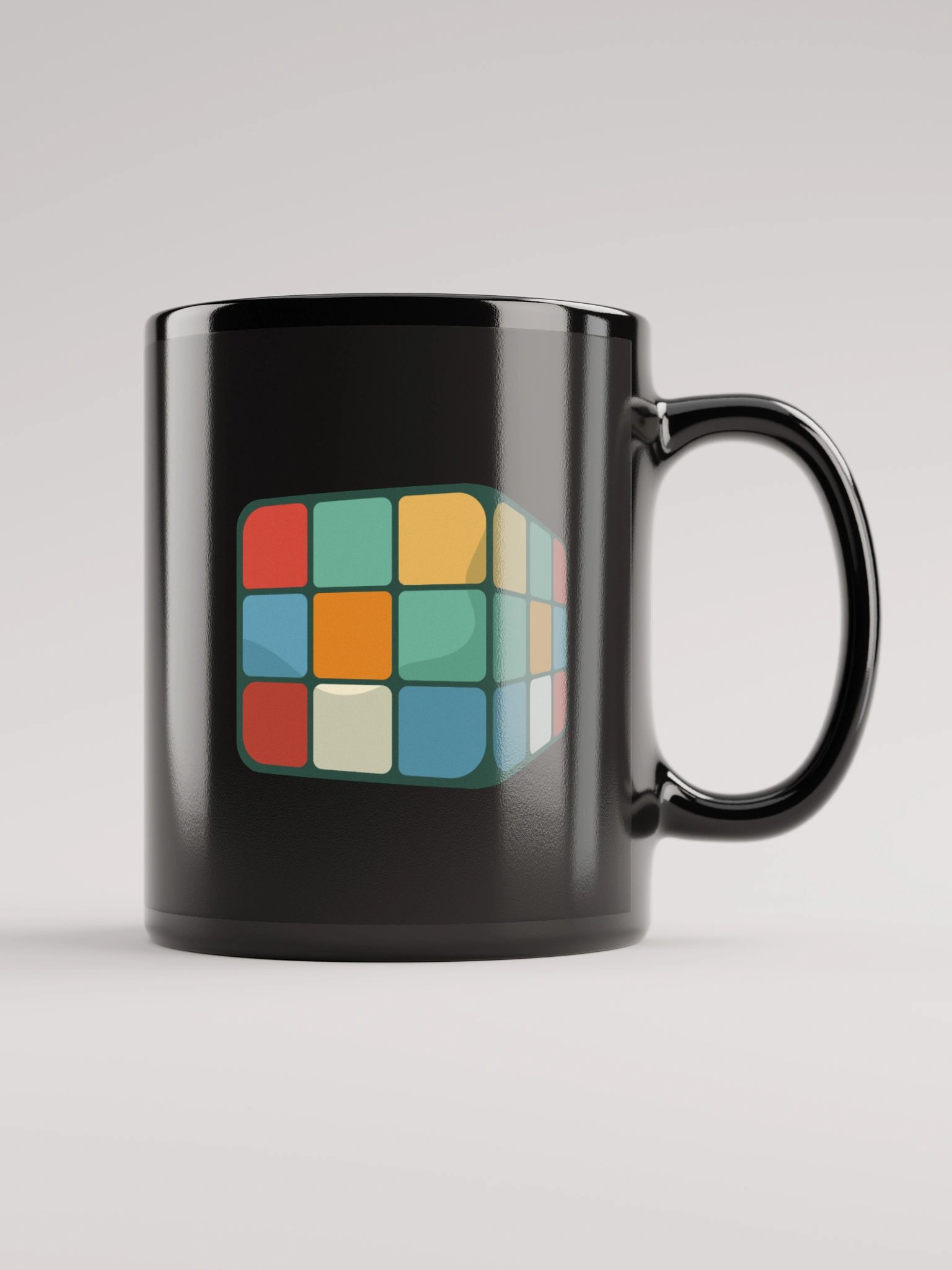 70s Rubiks Cube Black Coffee Mug - Double Sided Print product image (5)