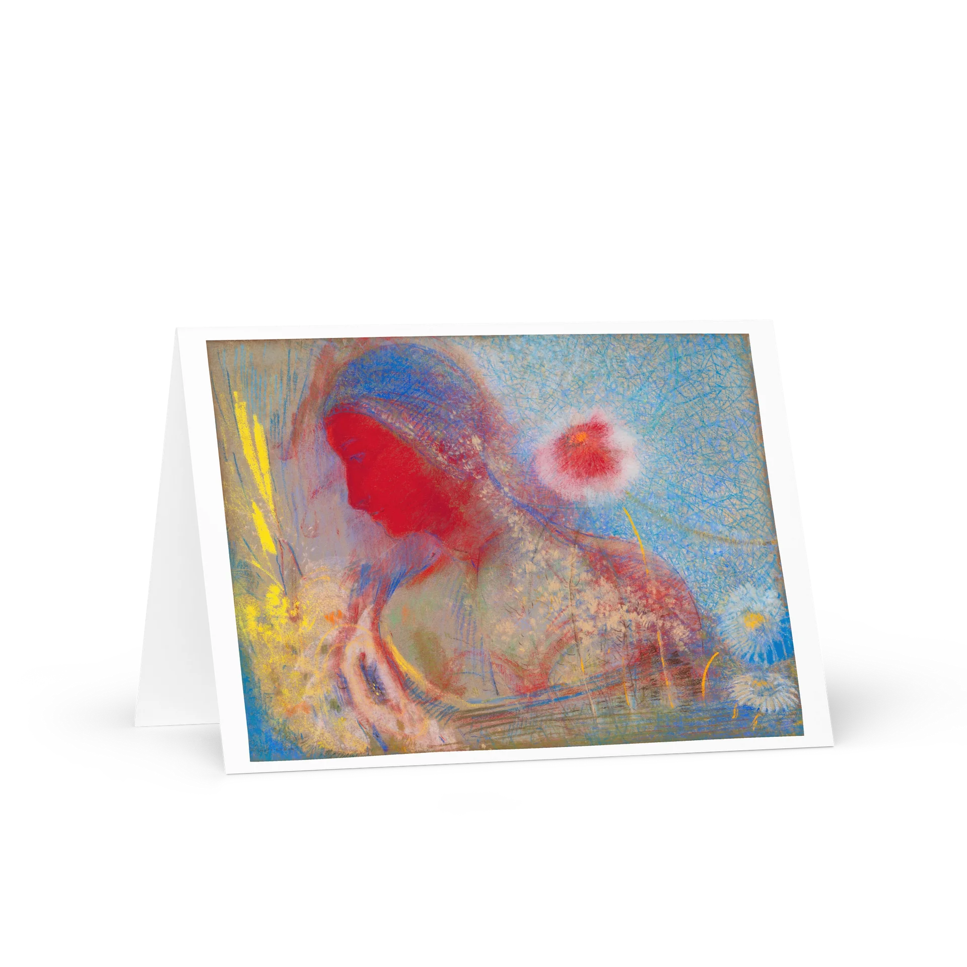 Odilon Redon - Tete de Femme rouge - Blank Card product image (1)