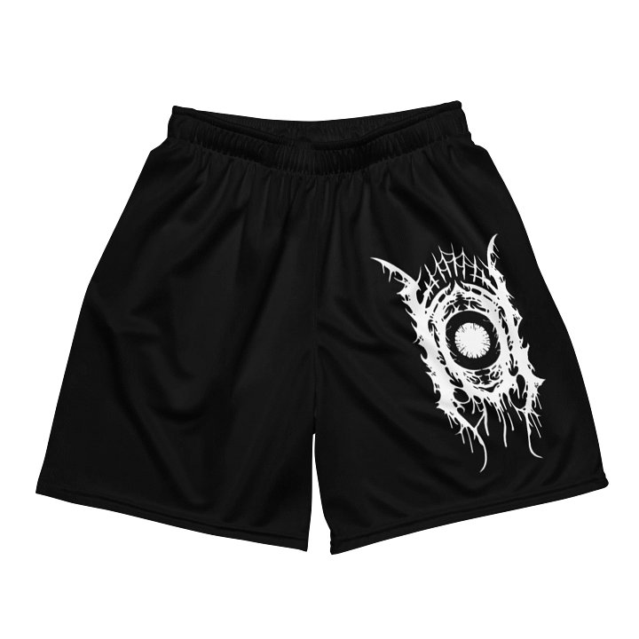 White Emblem Mesh Shorts product image (1)